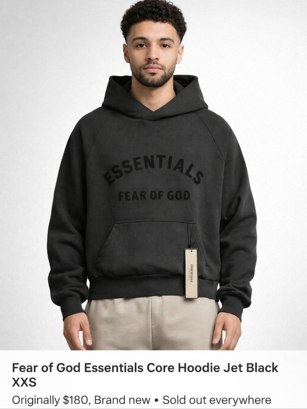 Fear of God Essentials Core Hoodie Jet Black XXS